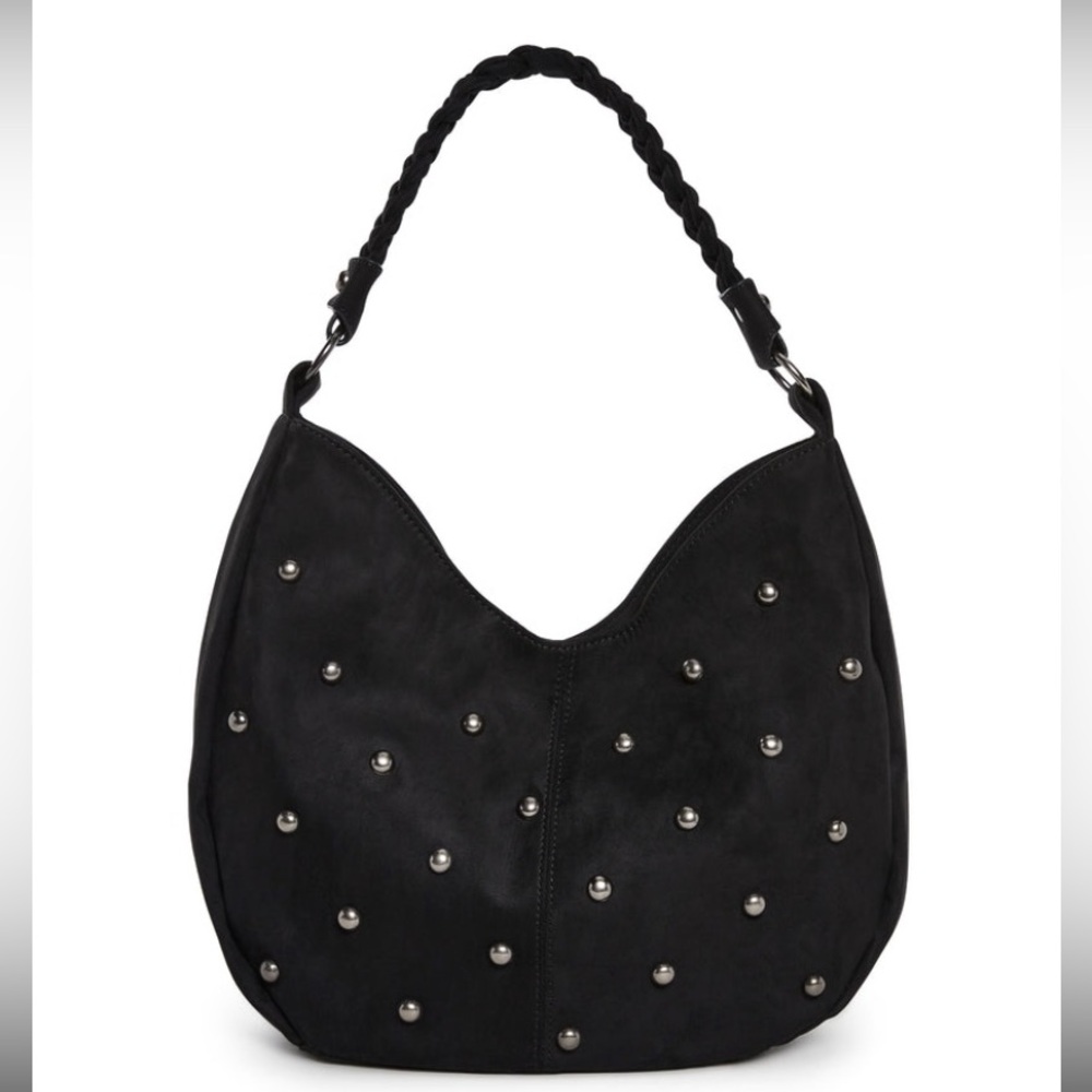 🏷️ BNWT Dolls Kill Black Faux Suede Studded Oversized Shoulder Bag